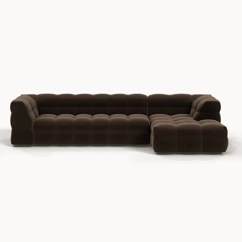 Modern Luxury Solid Wood Size Brown Velvet Combination Sofa Modular Sofa for Living Room