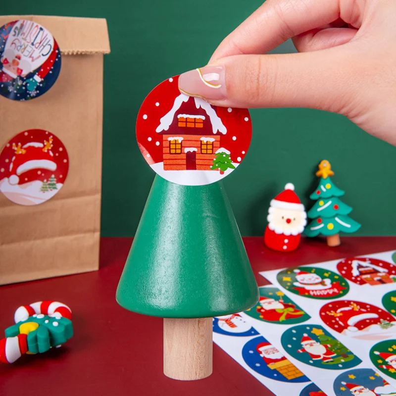3 Sheets Christmas Countdown Stickers Sealing Labels for Baking Packing Greeting Cards Envelopes Child Gift Tag DIY Round