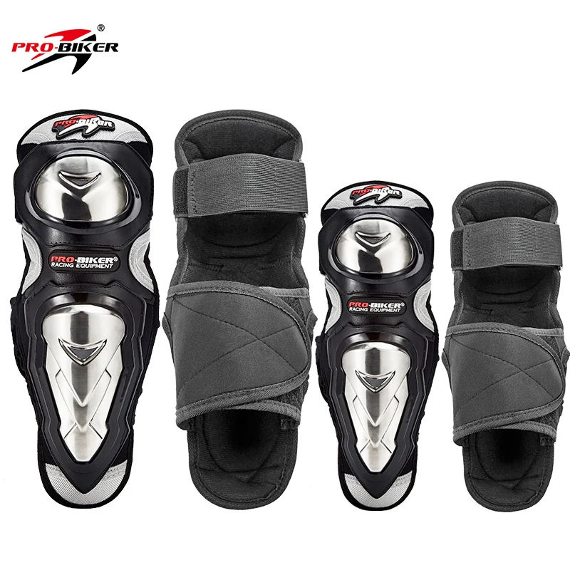 

4Pcs Set PRO-BIKER P19 Stainless Steel Knee and Elbow Guards Men Off Road Leg Protectors Motorcycle Elbow Pads Riding Equipment