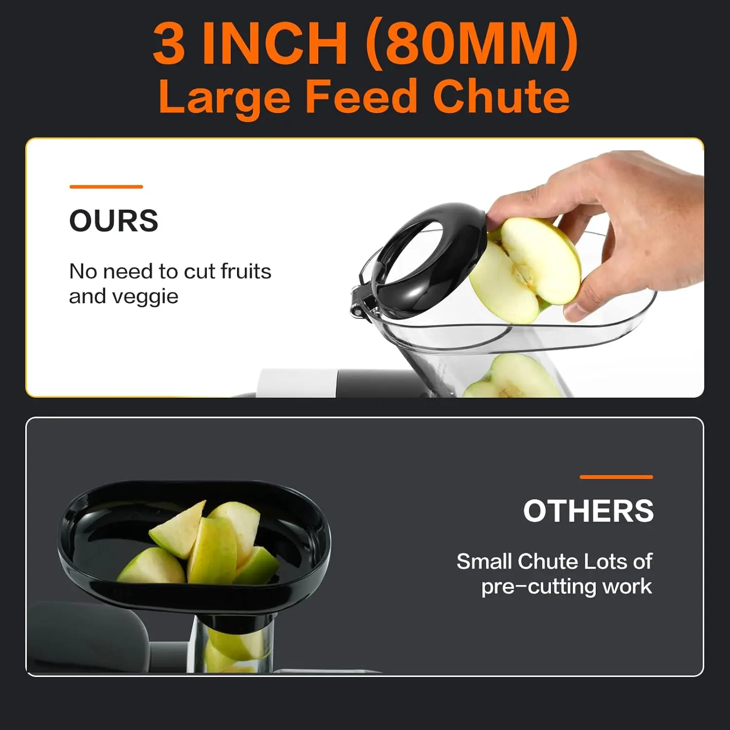 Juicer Machines, 3 "Brede Goot Slow Juicer, Hoge Voeding Juicer Langzaam Kauwen Met 2-Speed Modi En Omgekeerde (Grijze) Citrus