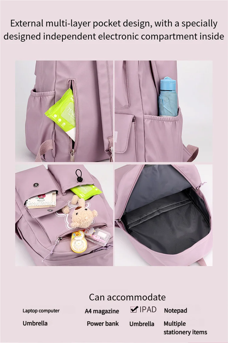 حقيبة ظهر مائية خفيفة الوزن ذات سعة كبيرة حقيبة مدرسية مزدوجة الكتف للطلاب حقيبة سفر Daypack حقيبة كمبيوتر محمول مقاس 14 بوصة