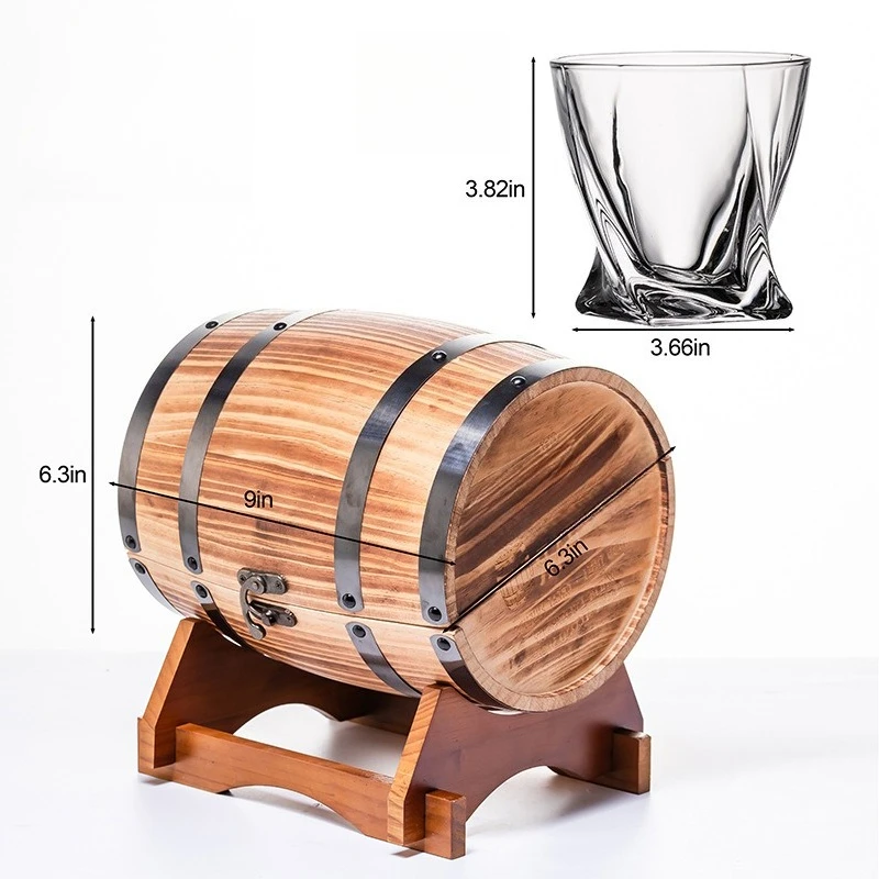 Pine old ice wine glass packaging wooden box gift box ice wine stone wine barrel set 5