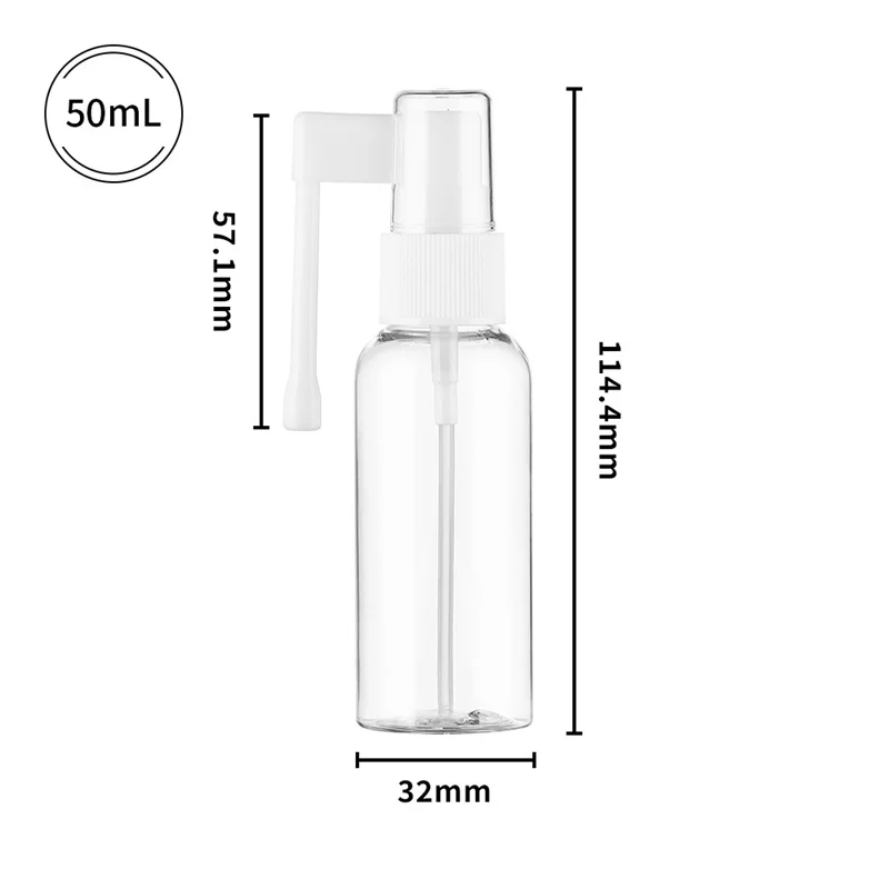 

200pcs 30ml 50ml Clear Empty Plastic Nasal Spray Bottles Pump Sprayer Mist Nose Spray Refillable Bottling Packaging