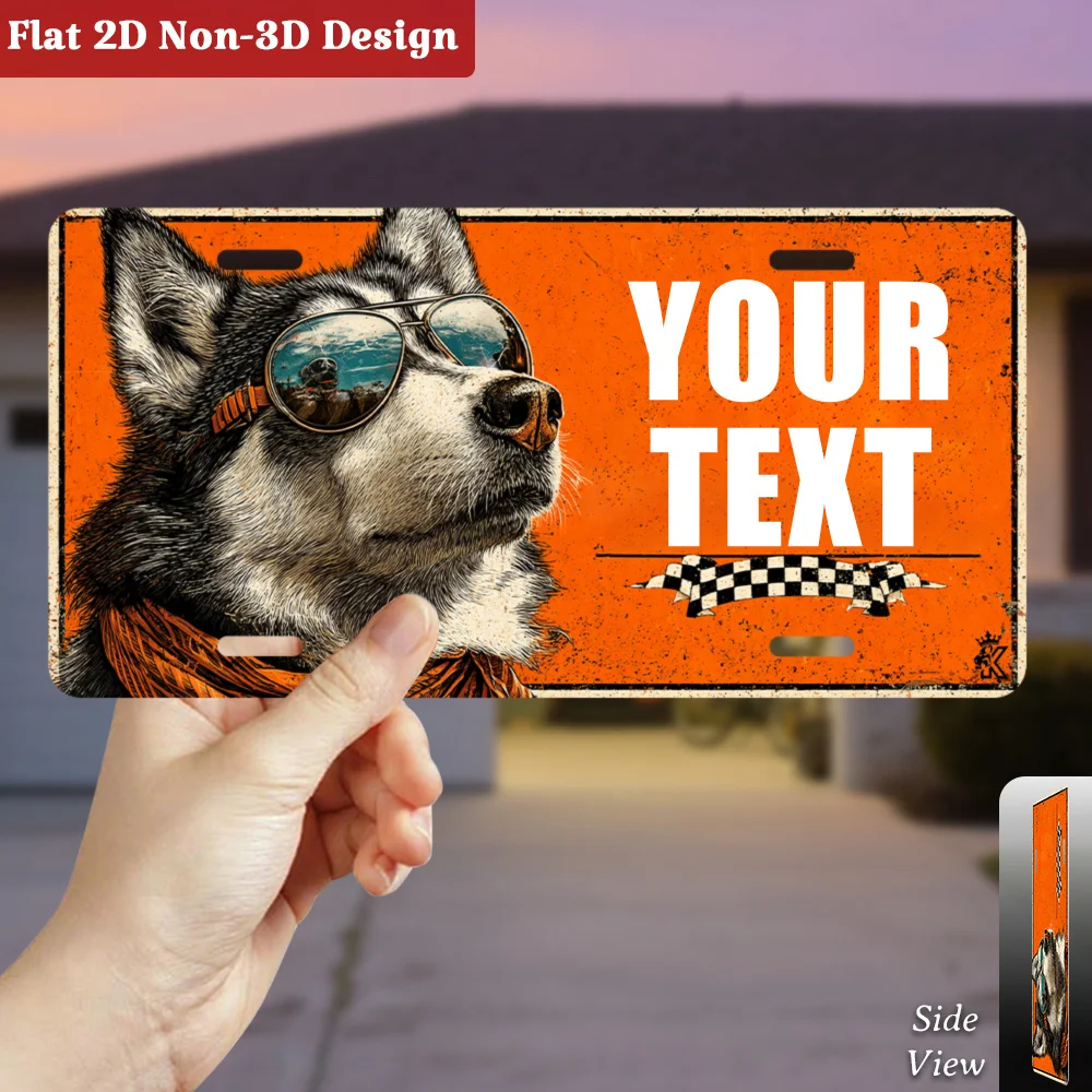 Cool Husky | Fashion Glasses Dog Decorative License Plate, Only for Decoration, Funny Pet Lover Wall Decor, Bright Accent