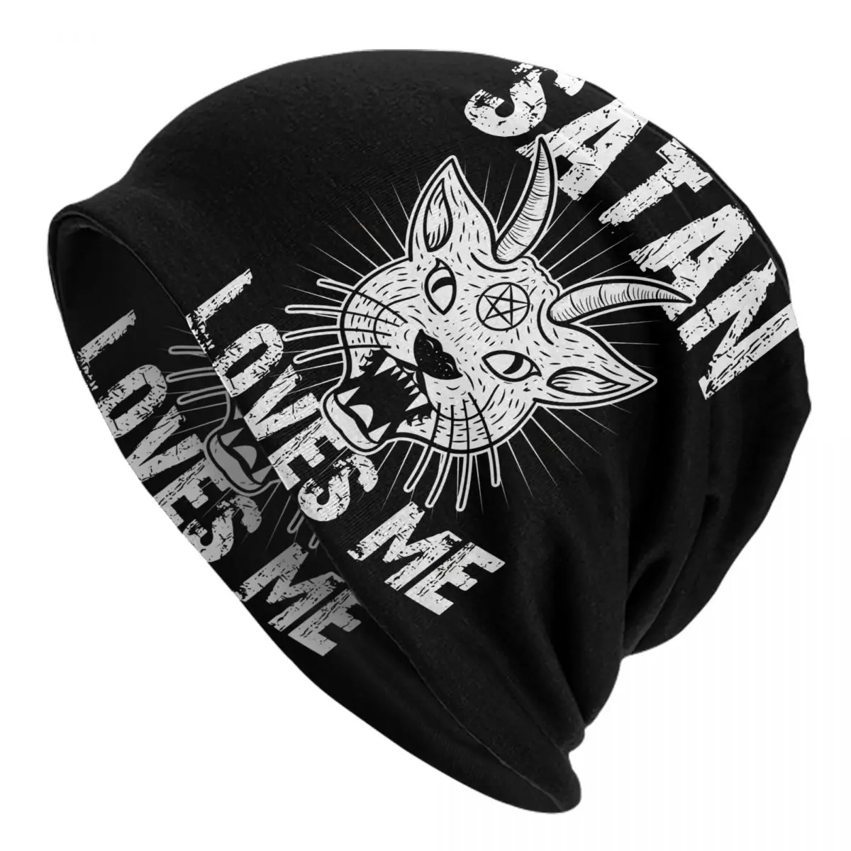 Baphomet Satan Lucifer Skullies Beanies Caps Satan Loves Me Thin Hat Autumn Spring Bonnet Hats Men Women's Unisex Ski Cap