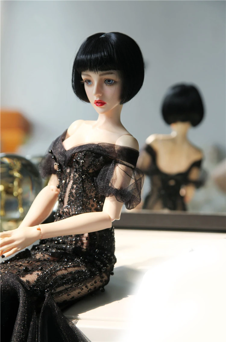 D04-B088 children handmade toy 1/3 1/4 Biggirl Doll BJD/SD doll Accessories Black transparent Wedding Dress 1pcs