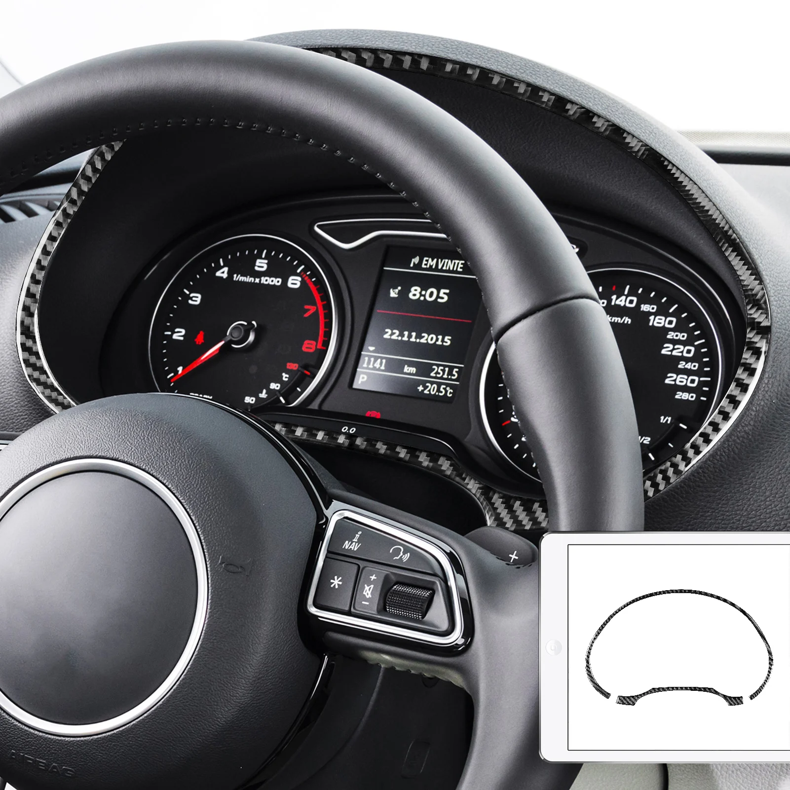 

For Audi A3 S3 RS3 8V 2013-2019 Carbon Fiber Speedometer Surround Stickers Trim Strip Car Styling Interior Accessories