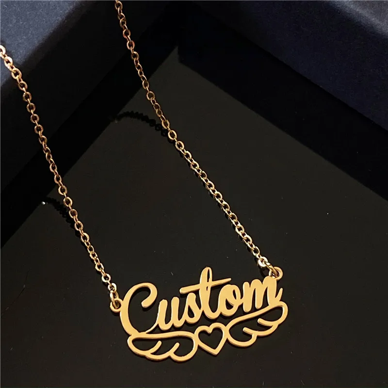 New Custom Name Necklaces Personalized Fashion Stainless Steel Bottom Decoration Pendant Heart Letter for Women Jewelry