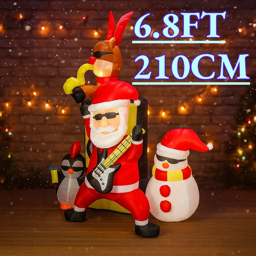 

6,8 футов Рождественская надувная модель Праздничный подарок Санта-группа Олень Снеговик Пингвин Светодиодное рождественское украшение Рождественский декор двора
