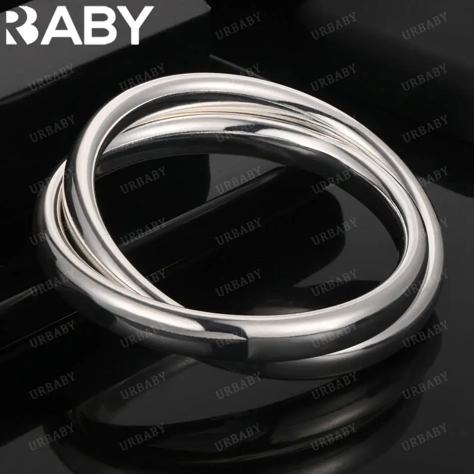 

URBABY 925 Sterling Silver Design Double Bangle For Women Creativity Gifts Street All-match Party And Daily Wear