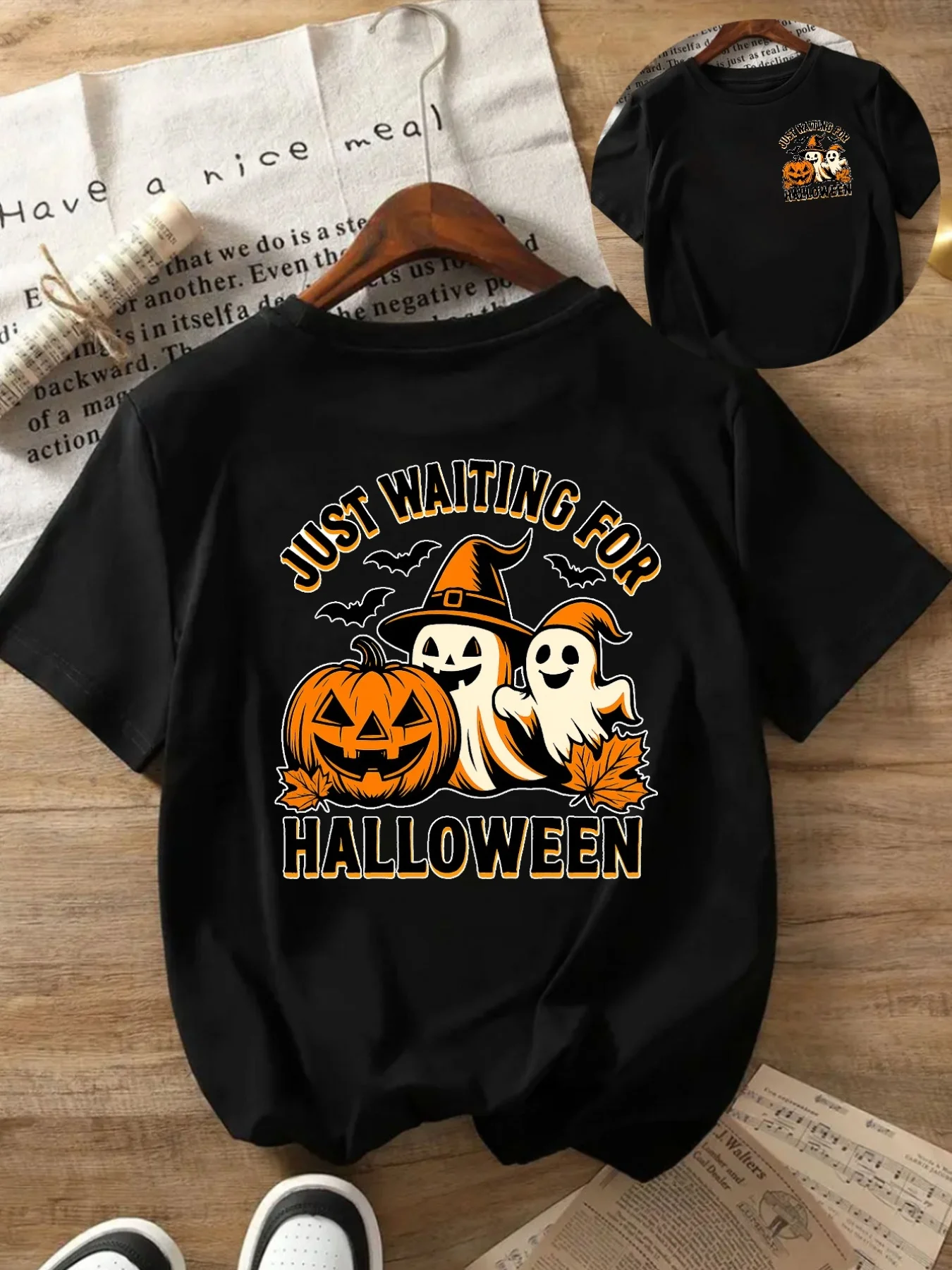 

The Latest Hot-selling Popular Halloween Pattern Short-sleeved Loose and Breathable Women's Crew Neck Cotton T-shirt