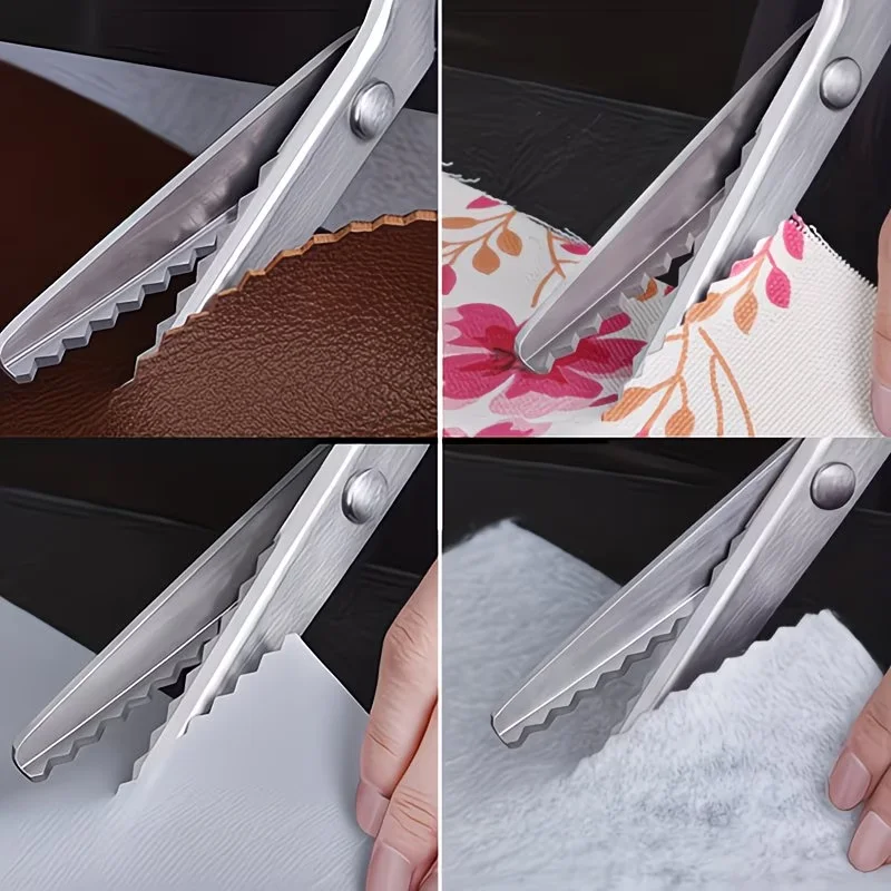 Edelstahl Zickzack-Schere mit Dreieckszähnen für Spitze, Stoff, Handarbeiten, Schneiderei, Zickzack-Schnitt, Schneider-Schere, Nähschere – Detail 2