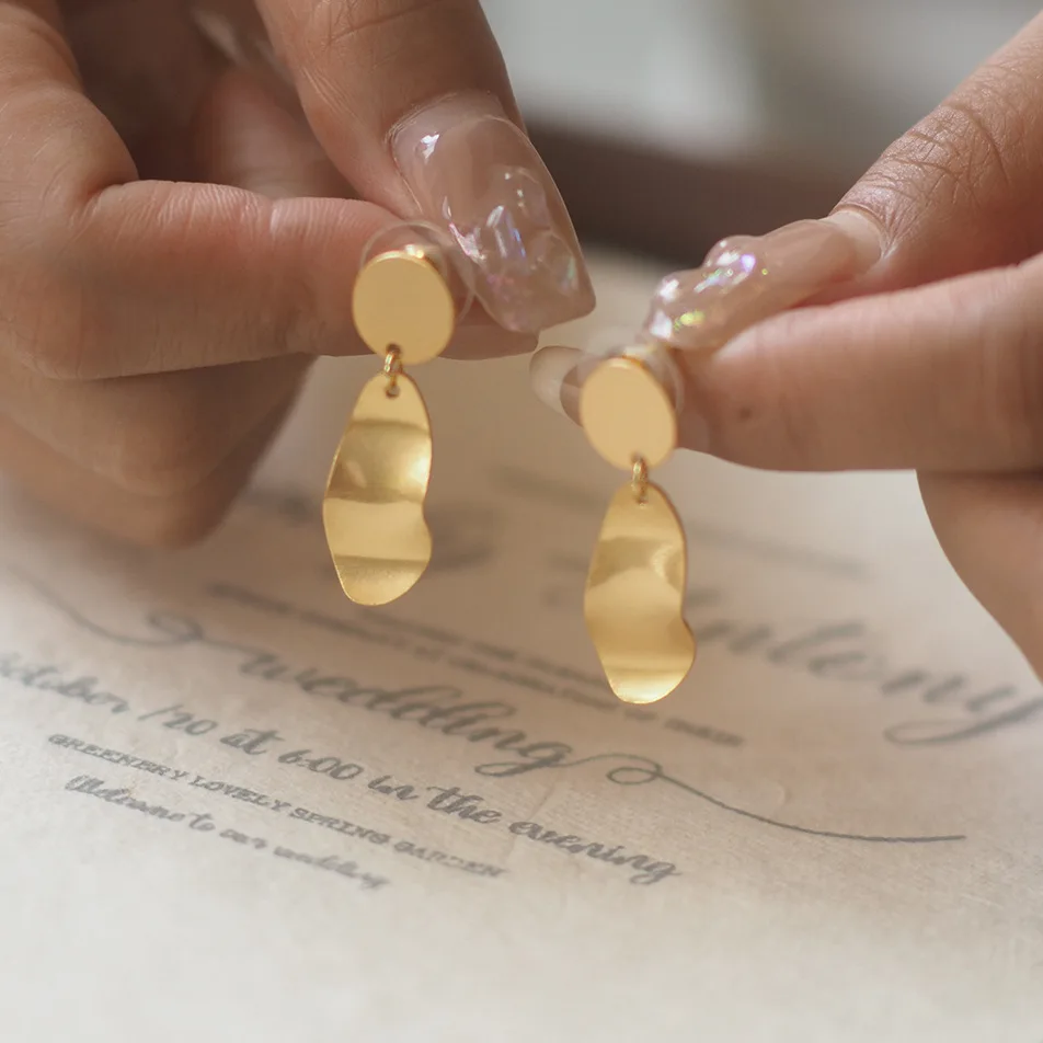 

Statement Euro-American Style Lava Geometric Pendant Stud Earrings