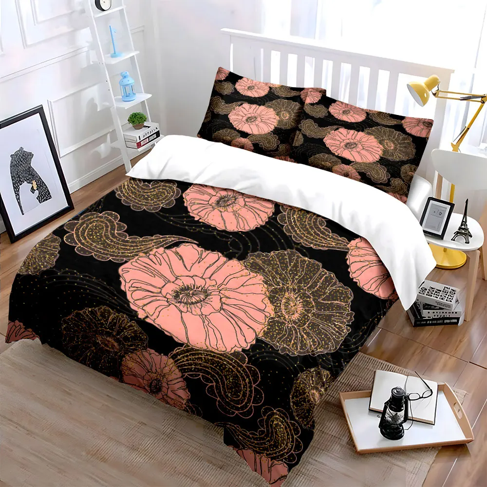 Floral-Themed Three-Piece Set Design  kid's and adults' bedroom decor, Exquisite three-piece bedding set gift