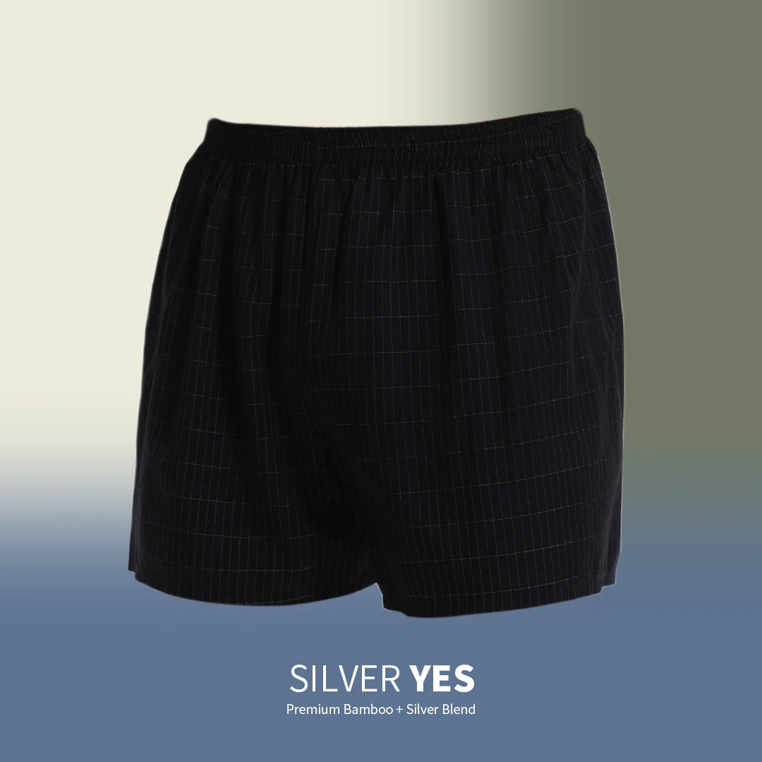 

Silver Fiber Boxer Shorts Powerful Anti-Bacterial Bamboo Silver Fabric with Self-Cleaning Technology That Kills 99.999%Germs