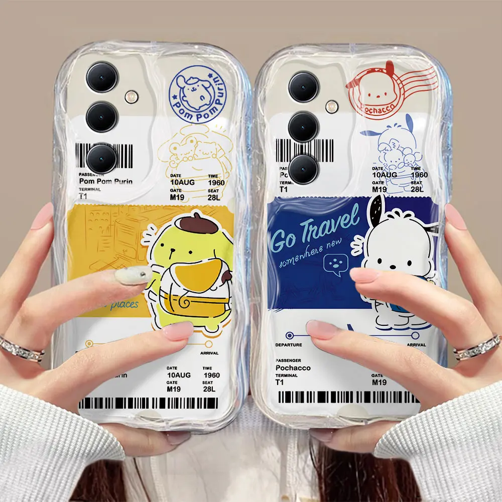 Sanrio Pom Purin Pochacco 3D Wave Phone Case For Samsung Galaxy S24 S23 S21 S20 FE Plus Ultra 4G 5G Soft Silicone Back Cover