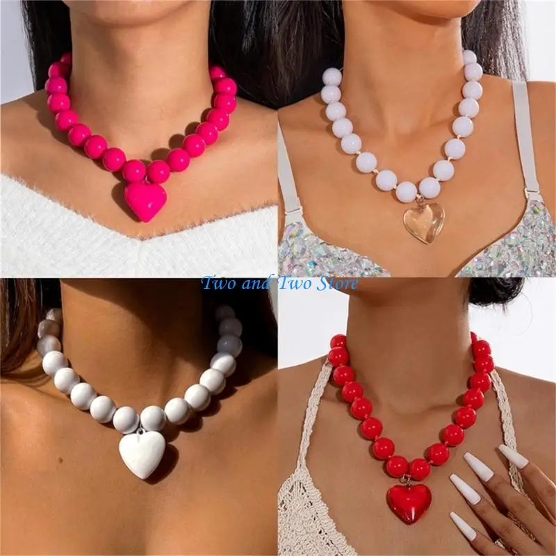 HX6F Sophisticated Large Heart Necklace Offering A Blend Of And Comfort For Women Seeking Unique Accessories
