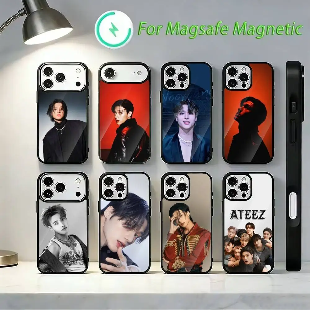 

Hot E-ATEEZ Kpop Phone Case For iPhone 17,16,15,14,13,Pro,Max,Plus,Magnetic For Magsafe Wireless Charging