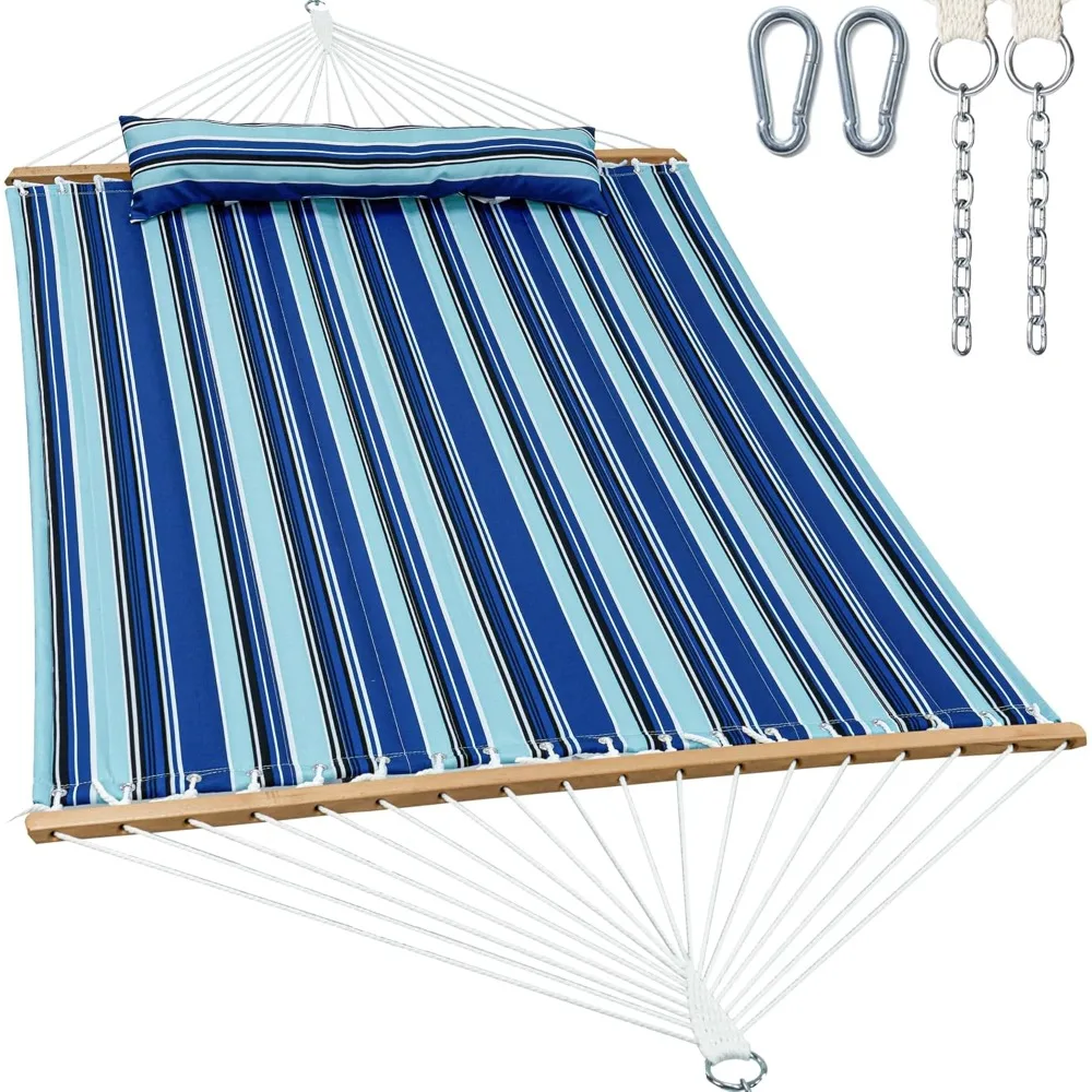 

Гамаки на 2 человека, 12 футов для улицы, уличный гамак из двойной стеганой ткани с распоркой, большая съемная подушка, карман для хранения