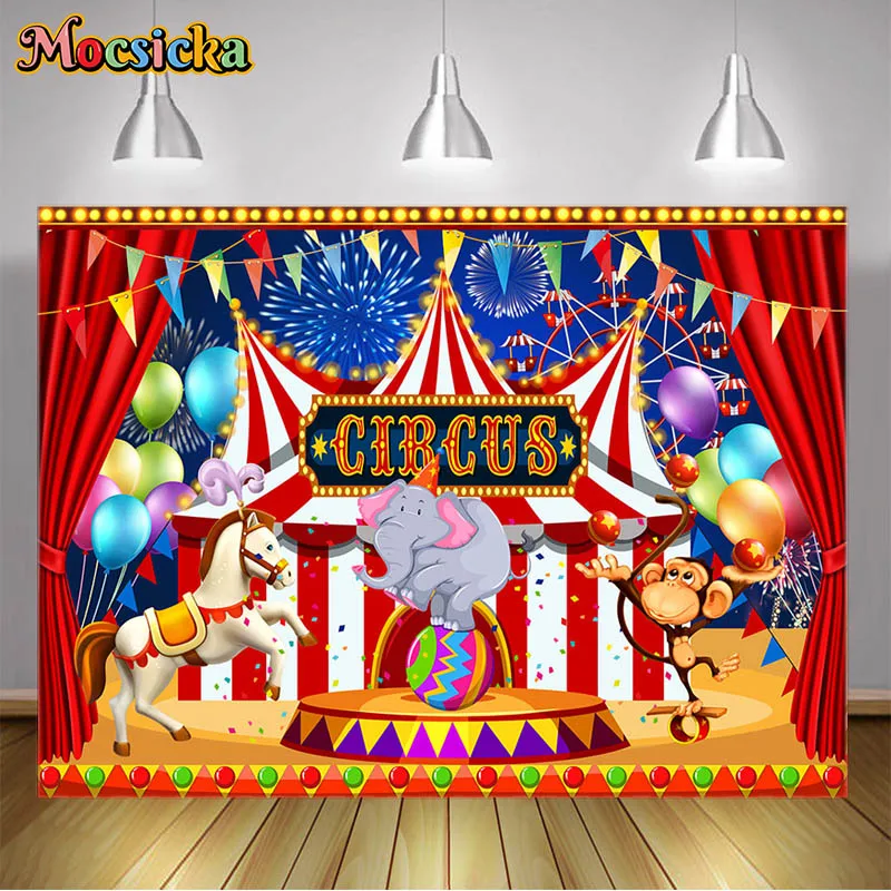 Circus Theme Party Backdrop Decor Newborn Baby Birthday Circus Carnival Clown Play Show Kids Portrait Photography Background