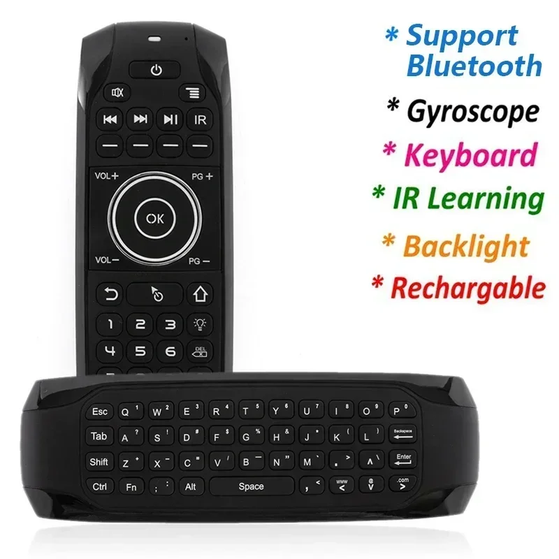 G7BTS Remote Control for Bluetooth Key Board 5.0 Gyroscope Air Mouse Mini Keyboard 5 IR Learning Backlight for Smart TV Box PC