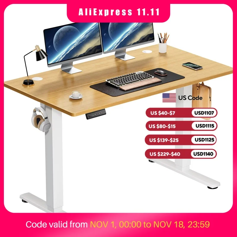 JHK Electric Standing Desk Height Adjustable 40x24 Inch Stand Up Sit Stand Computer Desk Workstation Ergonomic Work Table