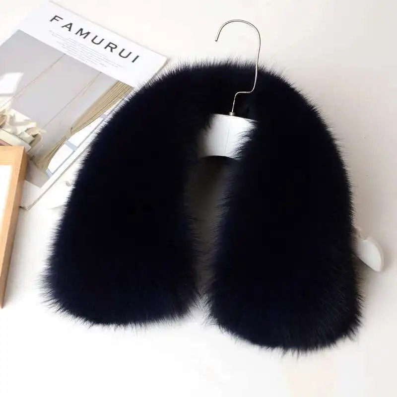 

Natural Fox Fur Collar Winter 100% Real Fur Scarf for Women Coat Jacket Luxury Warm Wraps Female Fur Shawl Scarves