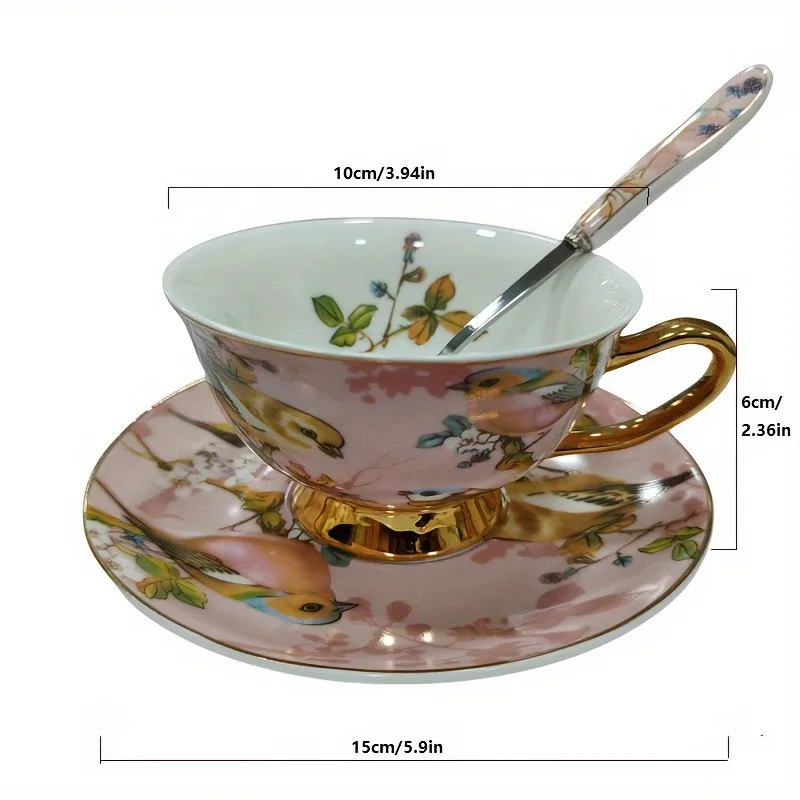 1set Vintage European Elegance Teacup Set 200ml Ceramic Trio Cup Saucer Spoon Exquisite Design for Afternoon Tea Drinkware Gift