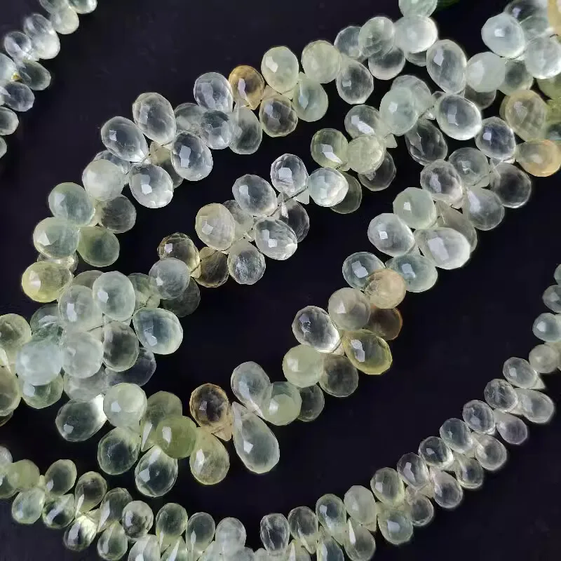 Prehnite GREEN  drop faceted 8-10mm nature for making jewelry necklace 20cm FPPJ wholesale  loose beads