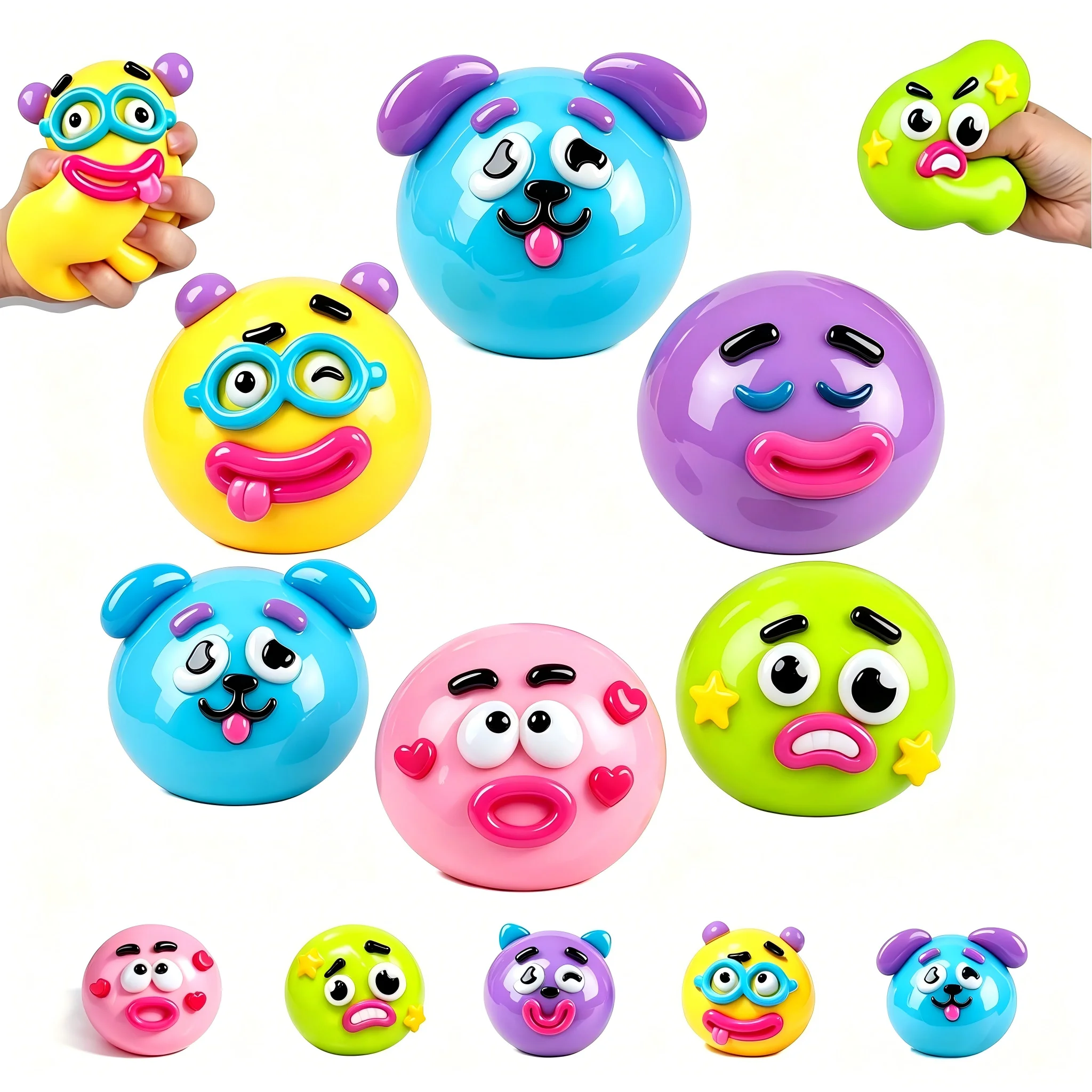 Curiosities Hundegesicht-Squishy-Spielzeug, beliebte Smushers, weich, formbar, niedlich, langsam aufsteigend, Quetschspielzeug, entspannend, sensorisch, gegen Angstzustände