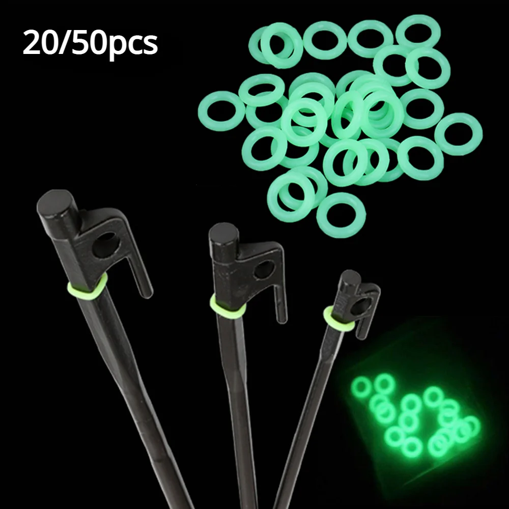 50Pcs Fluorescent Silicone Tent Nail Ring, Luminous O-shaped Fishing Rod Rings, Night Light Outdoor Camping Tents Accessories