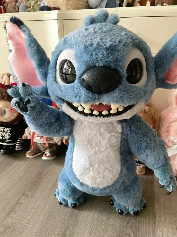 Muñeco de peluche genuino de Disney Stitch, 16/28cm, mochila de punto de Anime Kawaii, muñeco colgante, llavero de peluche, juguete para regalo