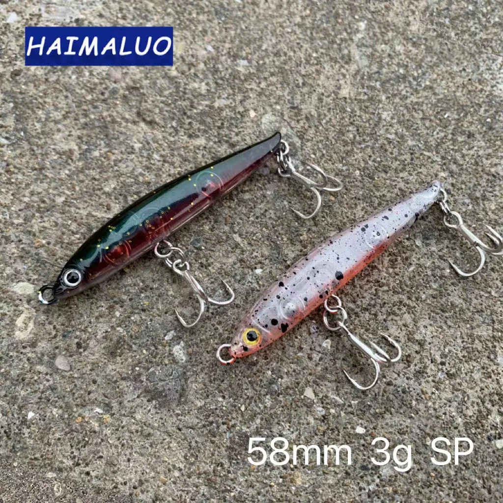 HAIMALUO 55mm/3g   Pencil Minnow Fishing Lure Hard Bait Diving Sinking Treble Hooks Artificial Bait Hard Lure Rockfishing