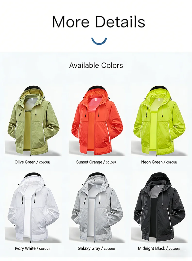 LNGXO Unisex Sun Protection Jackets Summer Waterproof Quick Dry Reflective Coat Camping Hiking Climbing Lightweight Windbreaker