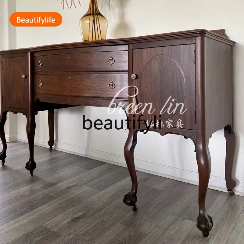 

02A Американский средневековый шкаф на крыльце из цельного дерева, французский ретро-прихожая, декоративный шкафчик