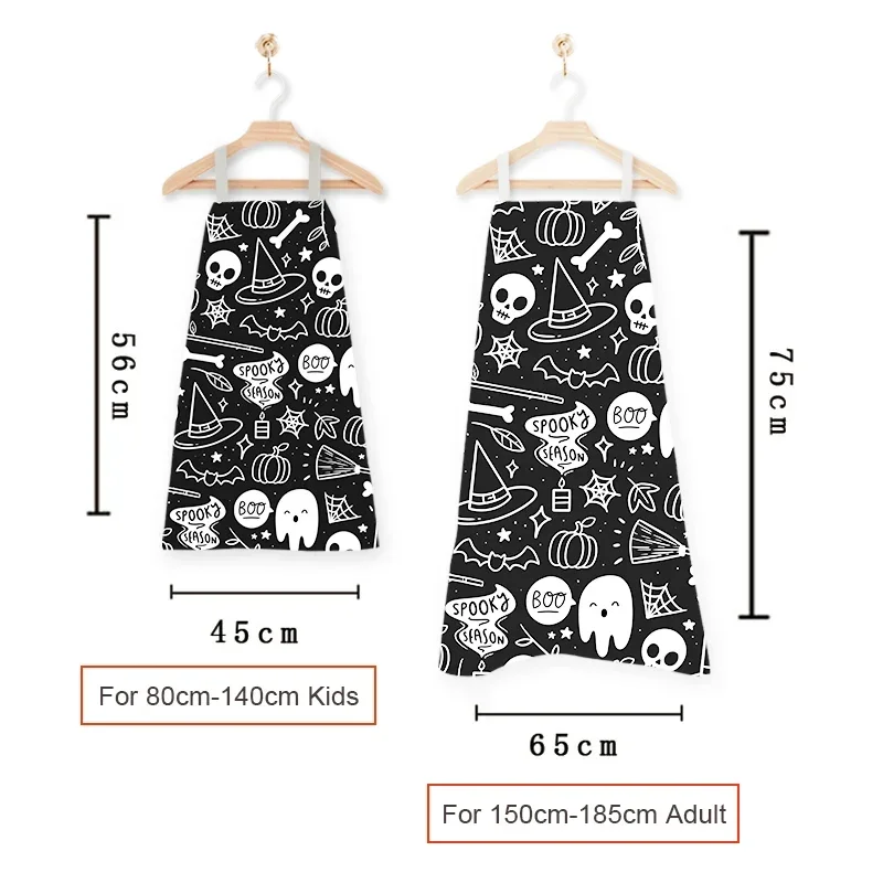 Vampire Bat Ghost Print Kitchen Aprons Gothic Style Women Men Baking Home Cleaning Clothes Pinafore Chef Waiter Cooking Apron