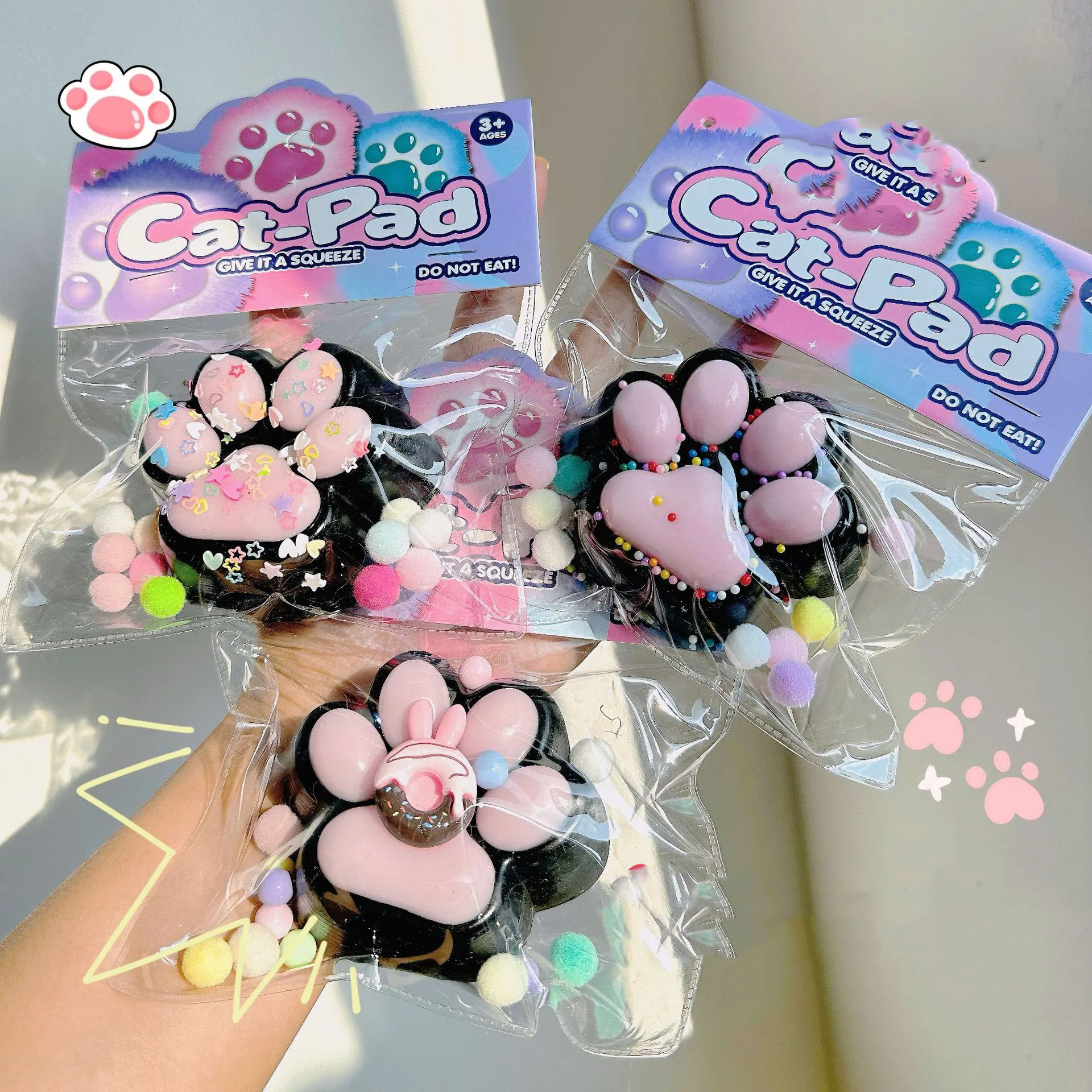 Cute Cartoon Dark Children Cat Paw Pinch Squeeze Toys Soft Cat Paw Slow Rebound Decompression Toys Adult Kids Stress Relief Toys