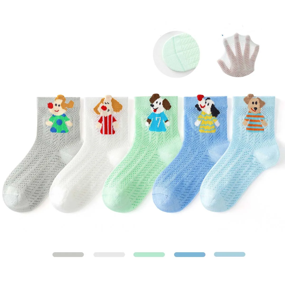 5Pairs/lot RAISE Summer Children Boys Socks Thin Breathable Boys Mid Tube Socks Pack Sweet Animal Print Infant Babys Boy Socks