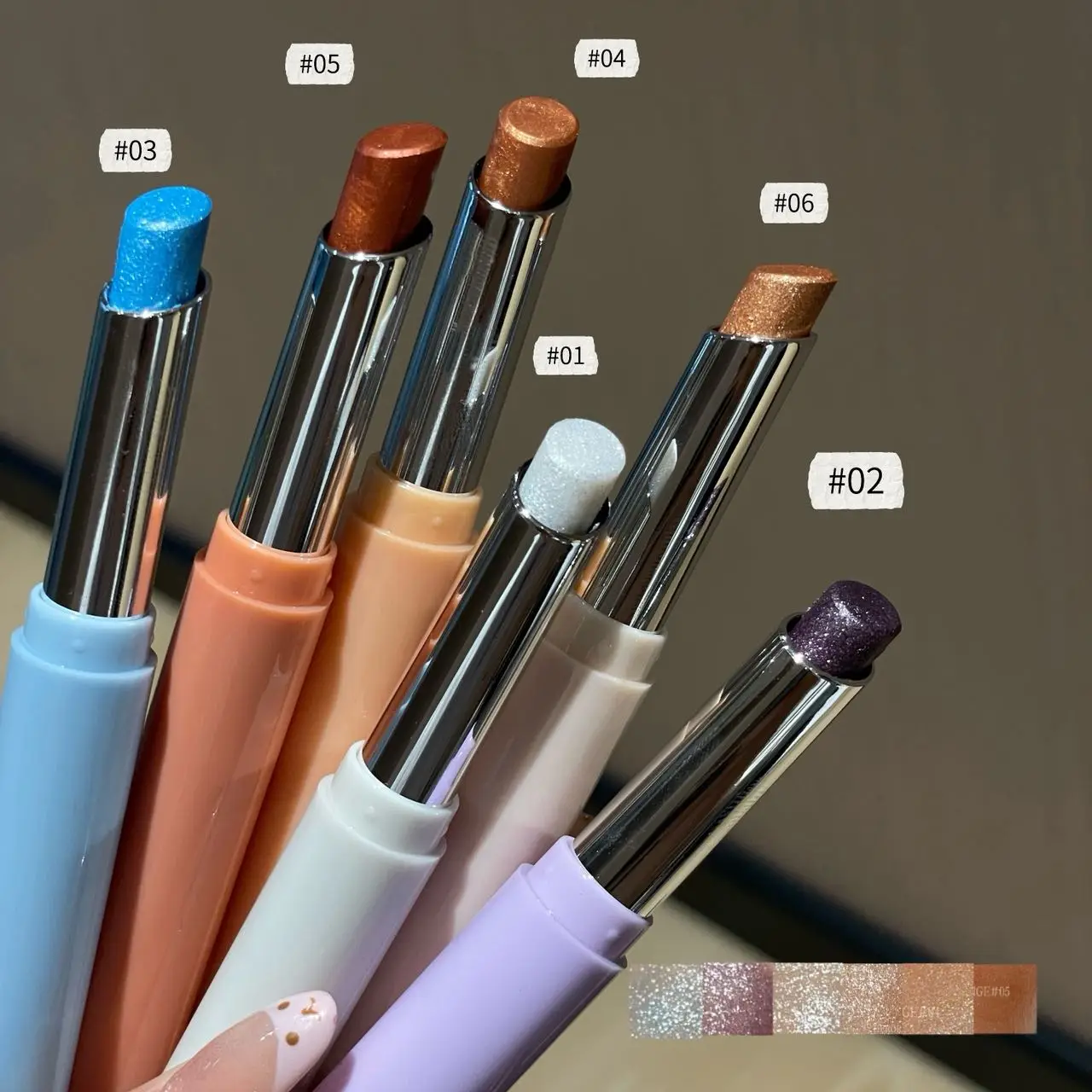 Herorange Shimmer Highlight Lidschattenstift, feiner Schimmer, einfaches Verblenden, langanhaltender, tragbarer Augenaufheller – Detail 2