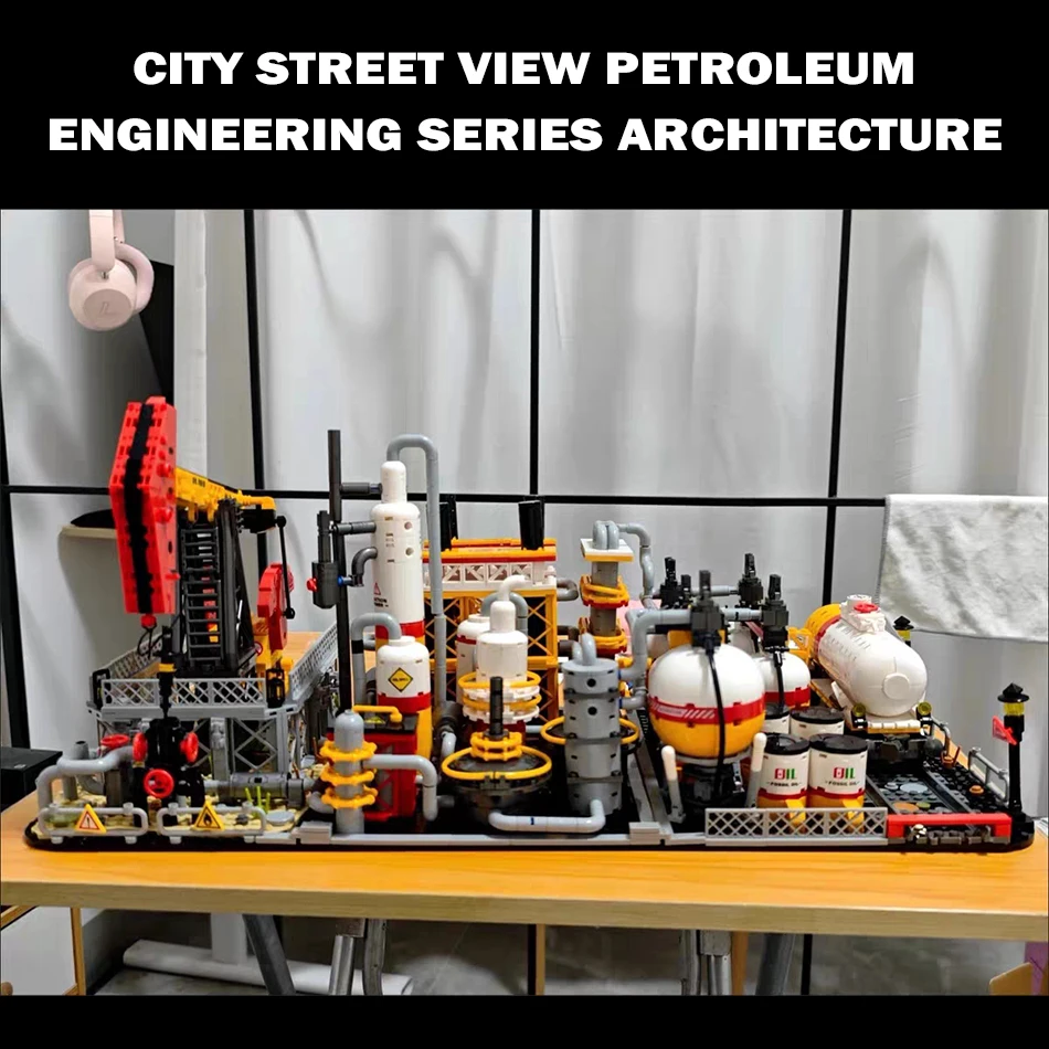 

City Street View Petroleum Engineering Series Architecture Building Blocks Oil Pump Plants Refineries DIY Bricks Toys Kids Gifts