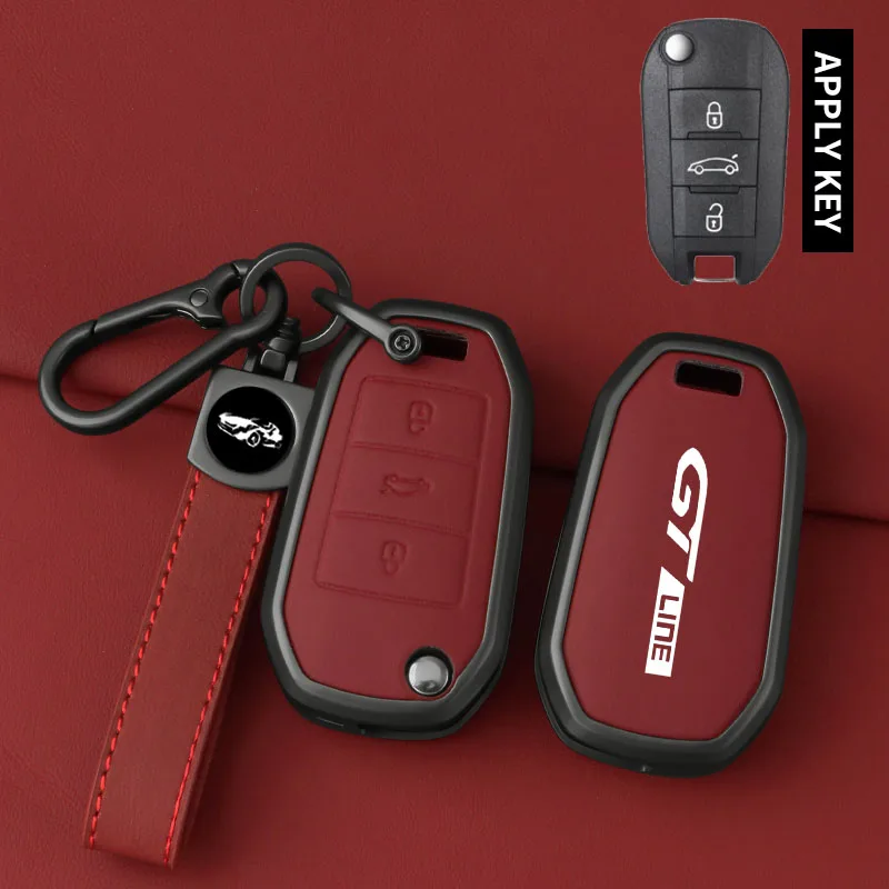 Car Zinc Alloy Key Case Bag For Peugeot GTLine 207 307 407 208 308 408 508 2008 3008 4008 5008 RCZ Car Key Chain Metal Key Shell