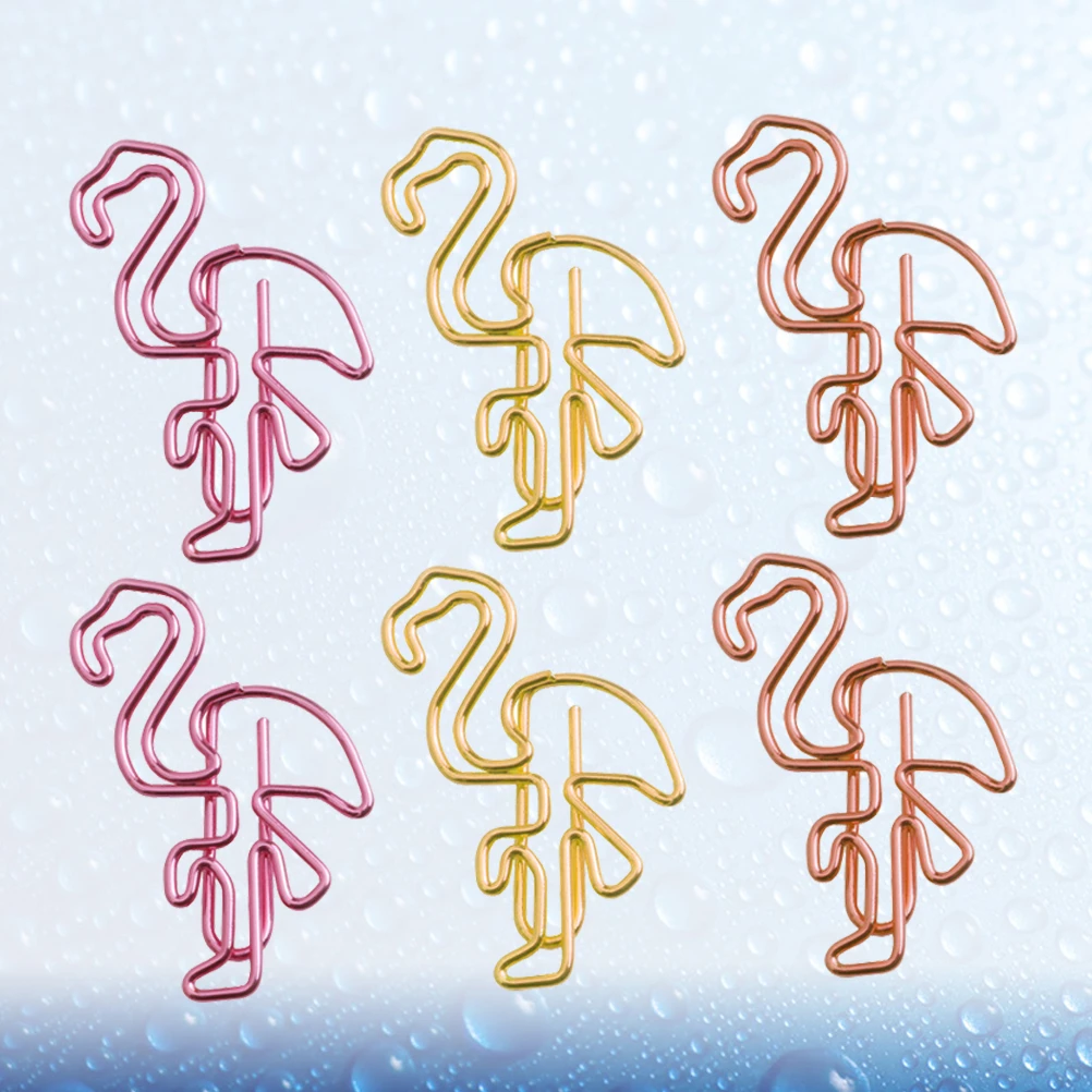 30Pcs Premium Shaped Paper Clips Flamingo Design Metal Bookmark for Office School Home Use Creative Document Memo Organizer