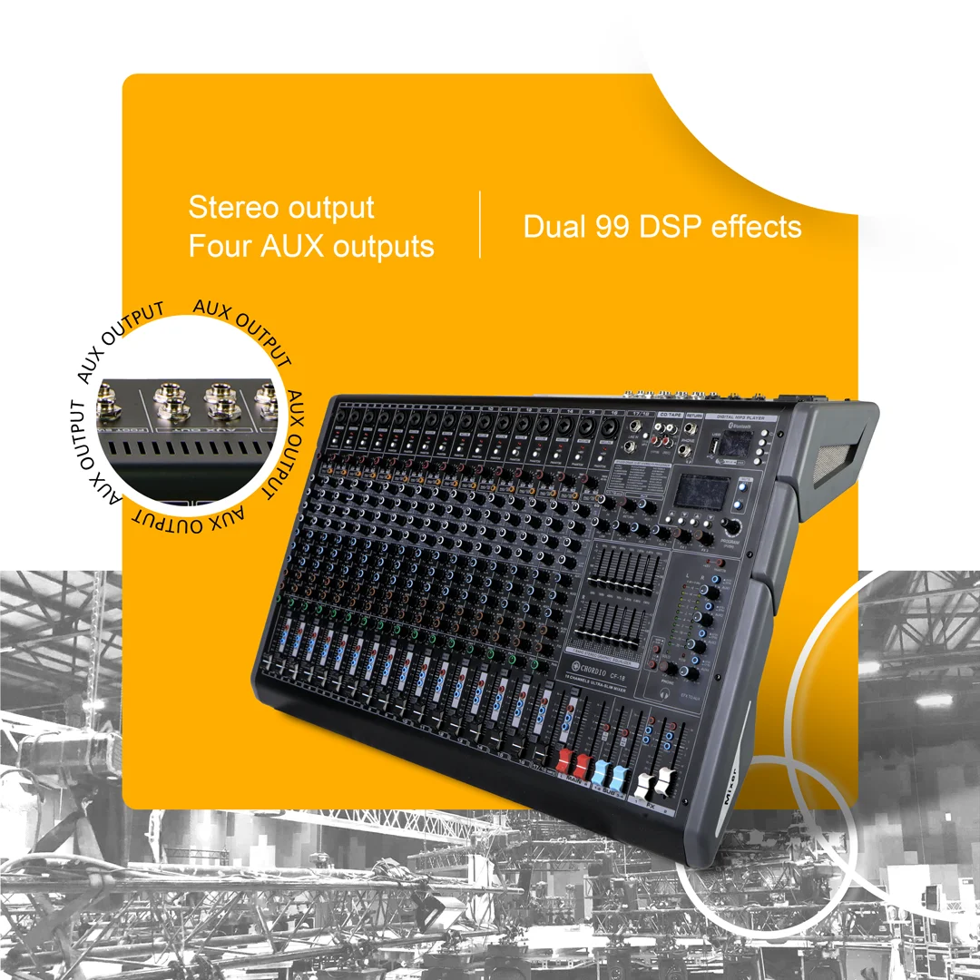 CF-18 معدات الصوت المهنية Dj تحكم وحدة التحكم خلاط المزدوج 99 تأثيرات DSP أربعة مخرجات AUX 16 مدخل MIC