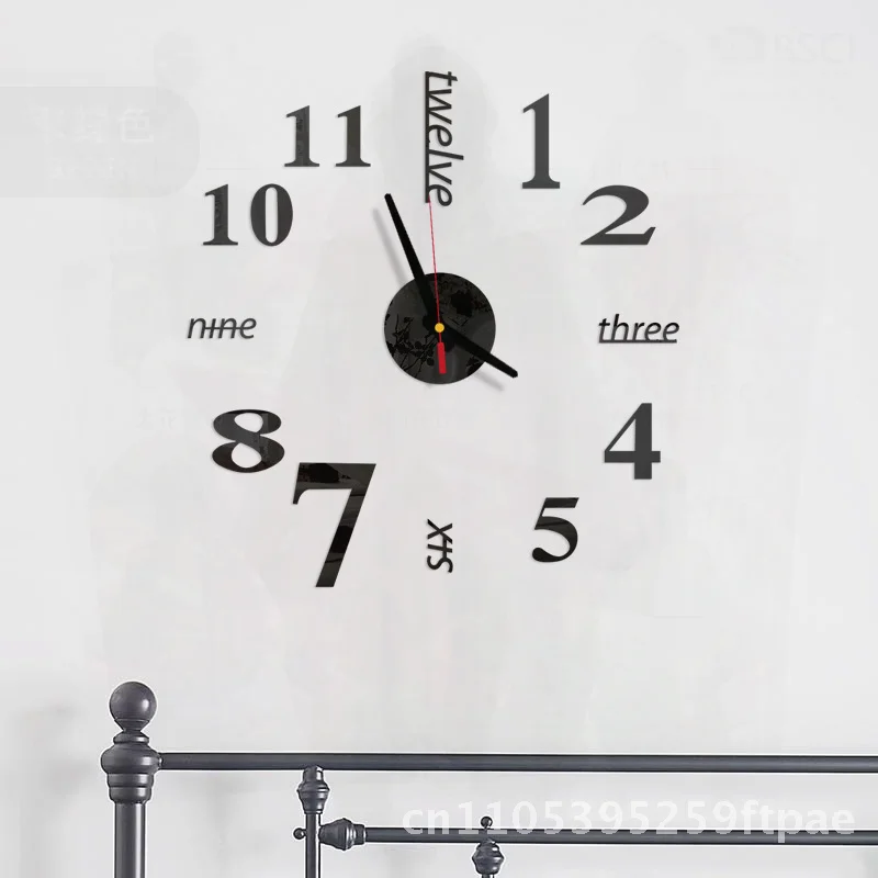 Creative Acrylic Wall Clock Luminous DIY Decorative round Shape Living Room Bedroom Study Office Silent Scan Second Movement