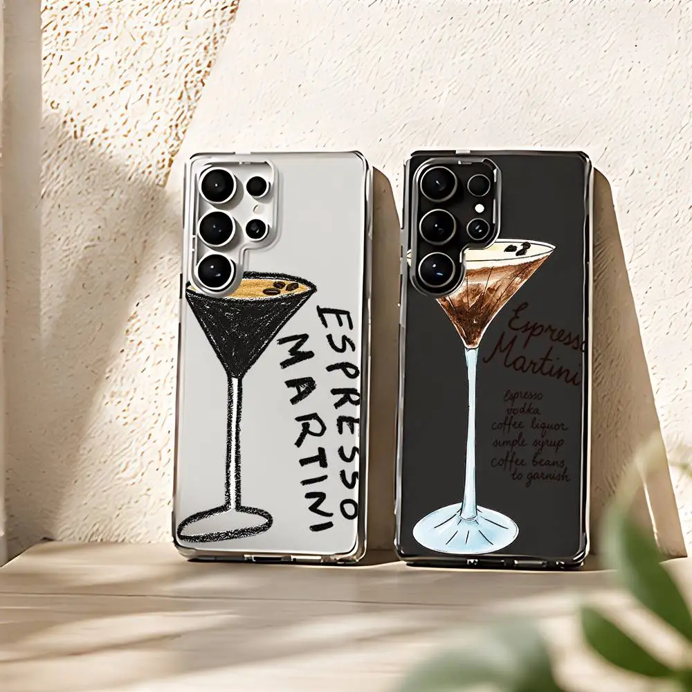 Cocktail Coffee Silicone Phone Case For Samsung Galaxy S21 S22 S23 S24ULTRA S25ULTRA FE Ultra Plus5G A52S S26 Cover