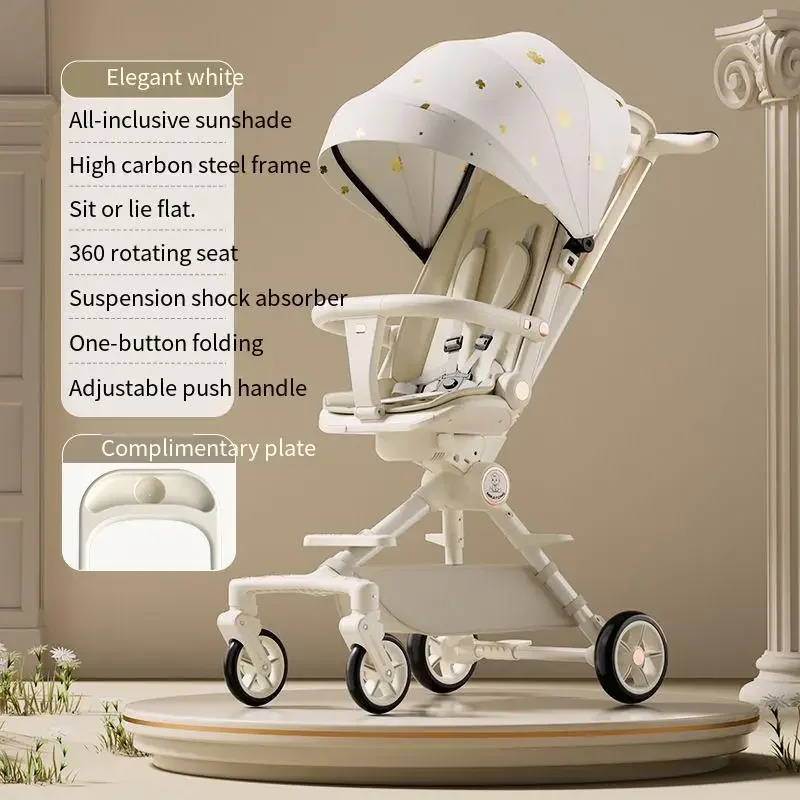 High Landscape Stroller Newborn Baby Two-way Swivel Seat Lightweight Folding Stroller Four-wheeled Shock-absorbing Baby Stroller