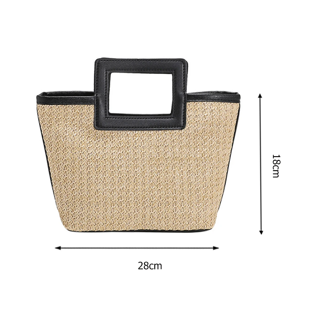 Women Casual Travel Handbag Large Capacity Simple Straw Bag Color Clash Versatile Weaving Bag Female Leisure Bag