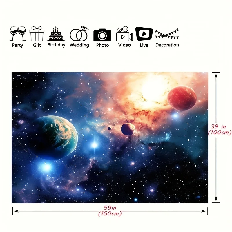 Space party decorated background, bedroom aesthetics Outer space galaxy night Starry sky Starry Universe party photos