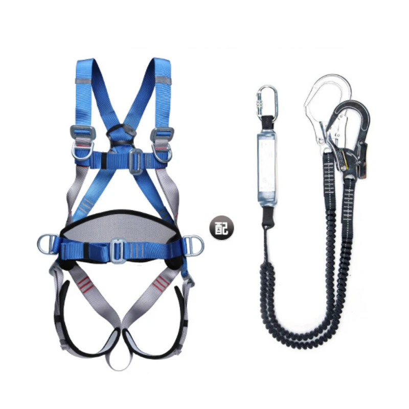 Elastic Double Hook Safety Belt, Outdoor Working at Heights, Mountaineering Rock Climbing, Five Point, P457