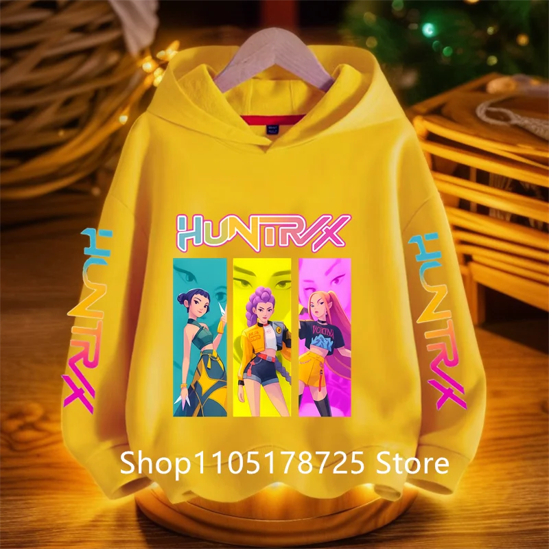 جديد KPop شيطان هنتر الكرتون الفتيات الفتيان هوديس الأطفال الكورية موجة طباعة موضة بلايز عادية ملابس الفتيات عادية الدافئة
